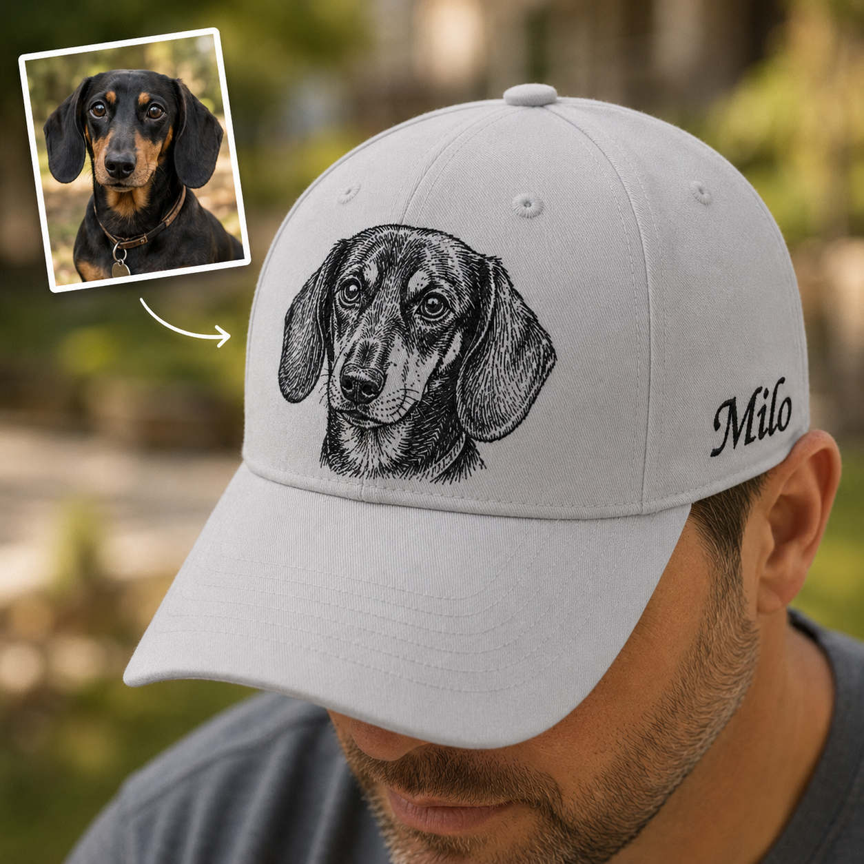 Custom Dog Memorial Hat, Embroidered Pet Face Hat, Personalized Dog Dad Gift THUC99