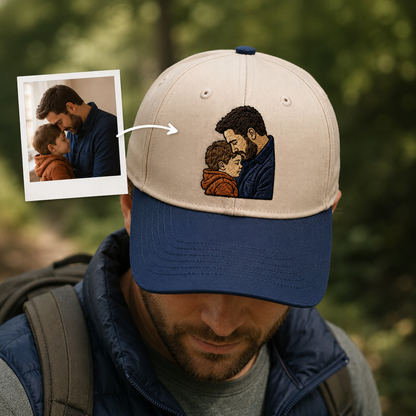 Custom Photo Dad Family Embroidered Hat, Personalized Cap, Custom Portrait Dad Hat, Father’s Day Gift TOM99