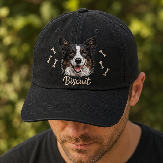 Custom Dog Dad Hat, Embroidered Dog Face Cap, Personalized Pet Memorial Gift THUC99