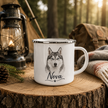 Custom Photo Dog Portrait Camping Mug | Gift For Dog Lovers Pa99