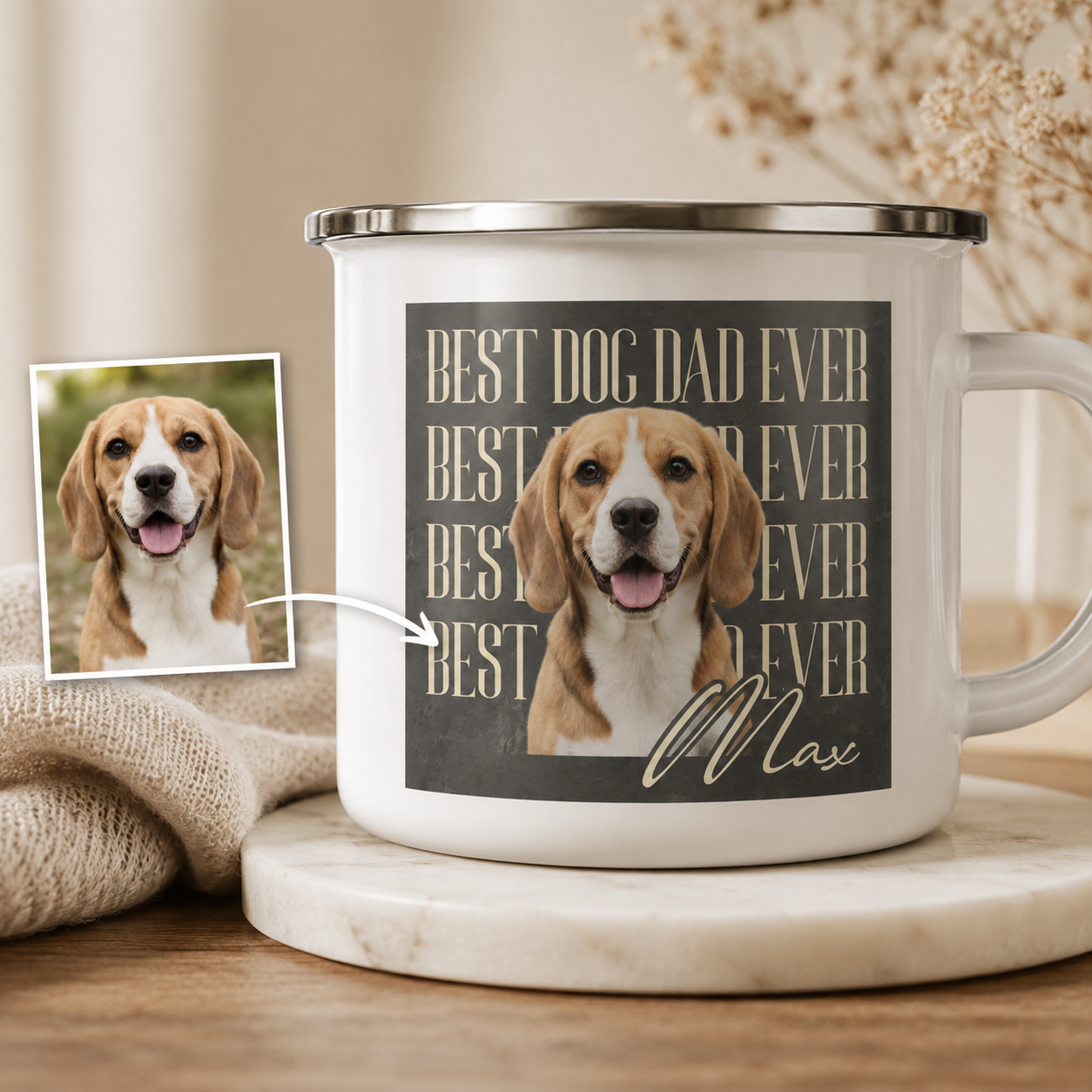 Custom Photo Best Dog Dad Ever Camping Mug | Gift For Dog Lovers Pa99