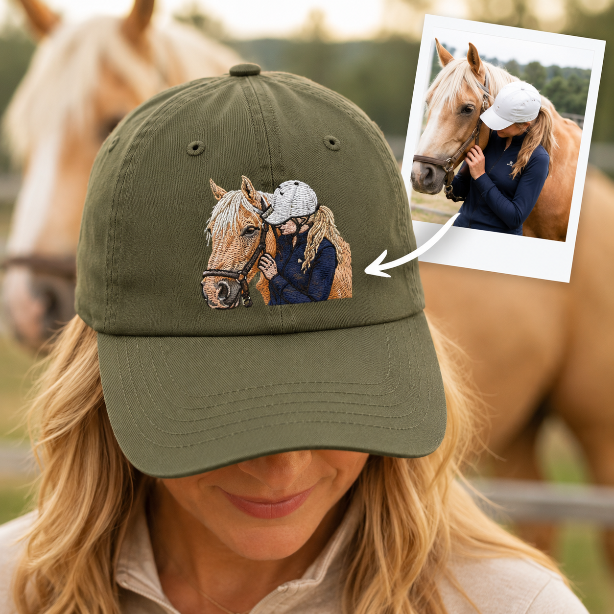 Custom Photo Horse Embroidered Hat  | Gift For Horse Lover Pa99