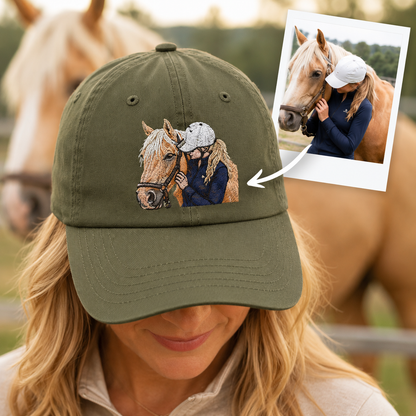 Custom Photo Horse Embroidered Hat  | Gift For Horse Lover Pa99