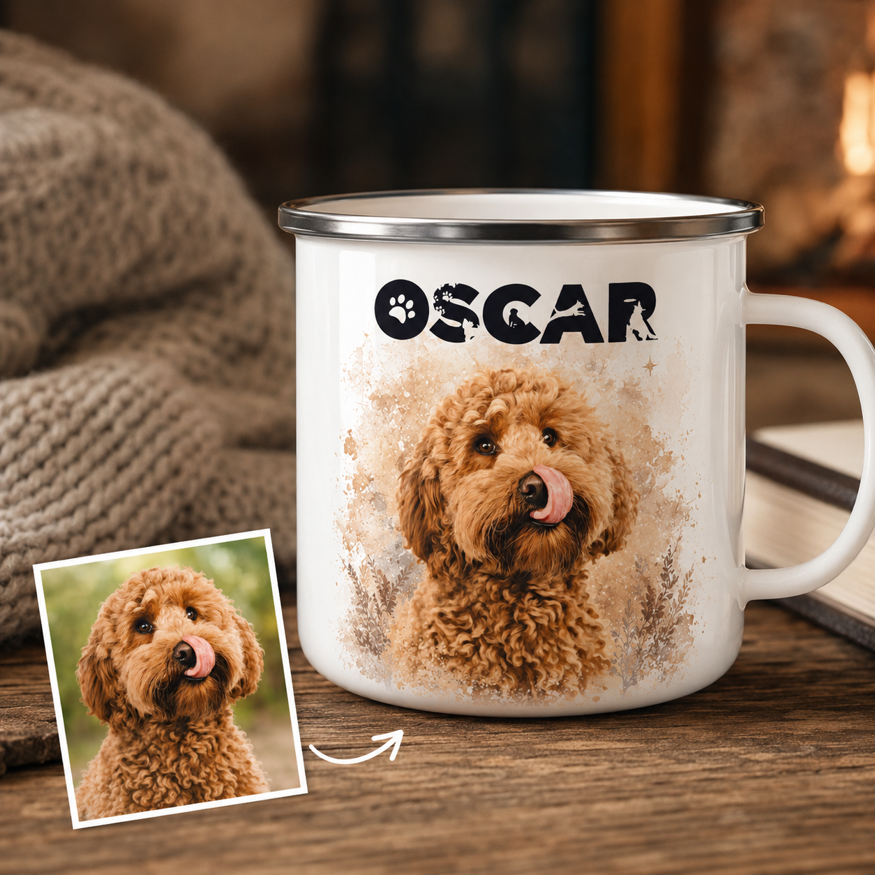 Custom Photo Vintage Dog Camping Mug | Gift For Dog Lovers Pa99