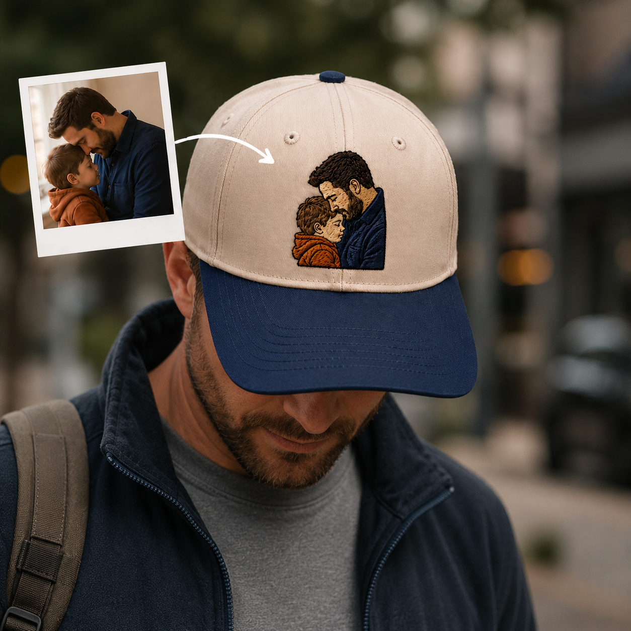 Custom Photo Dad Family Embroidered Hat, Personalized Cap, Custom Portrait Dad Hat, Father’s Day Gift TOM99