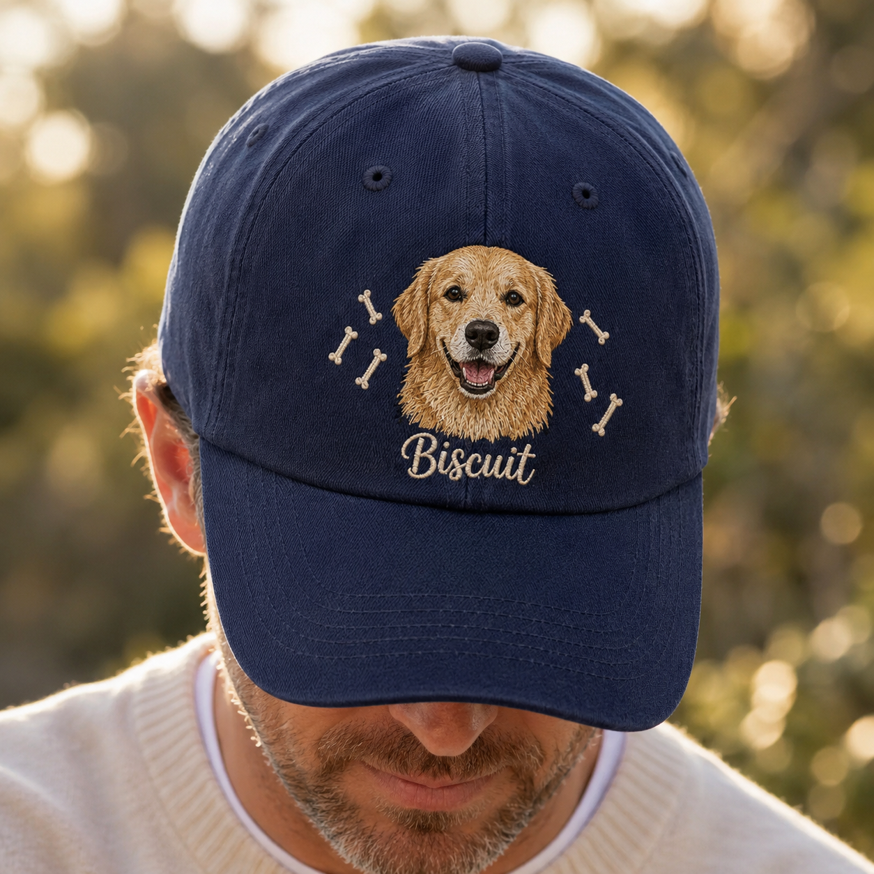 Custom Dog Dad Hat, Embroidered Dog Face Cap, Personalized Pet Memorial Gift THUC99