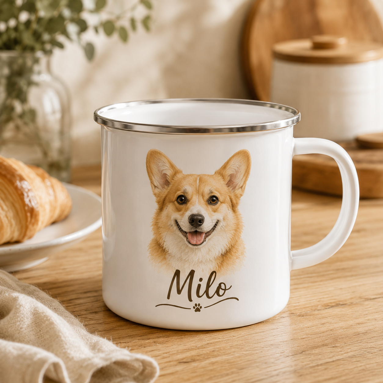 Custom Photo Dog Portrait Camping Mug | Gift For Dog Lovers Pa99