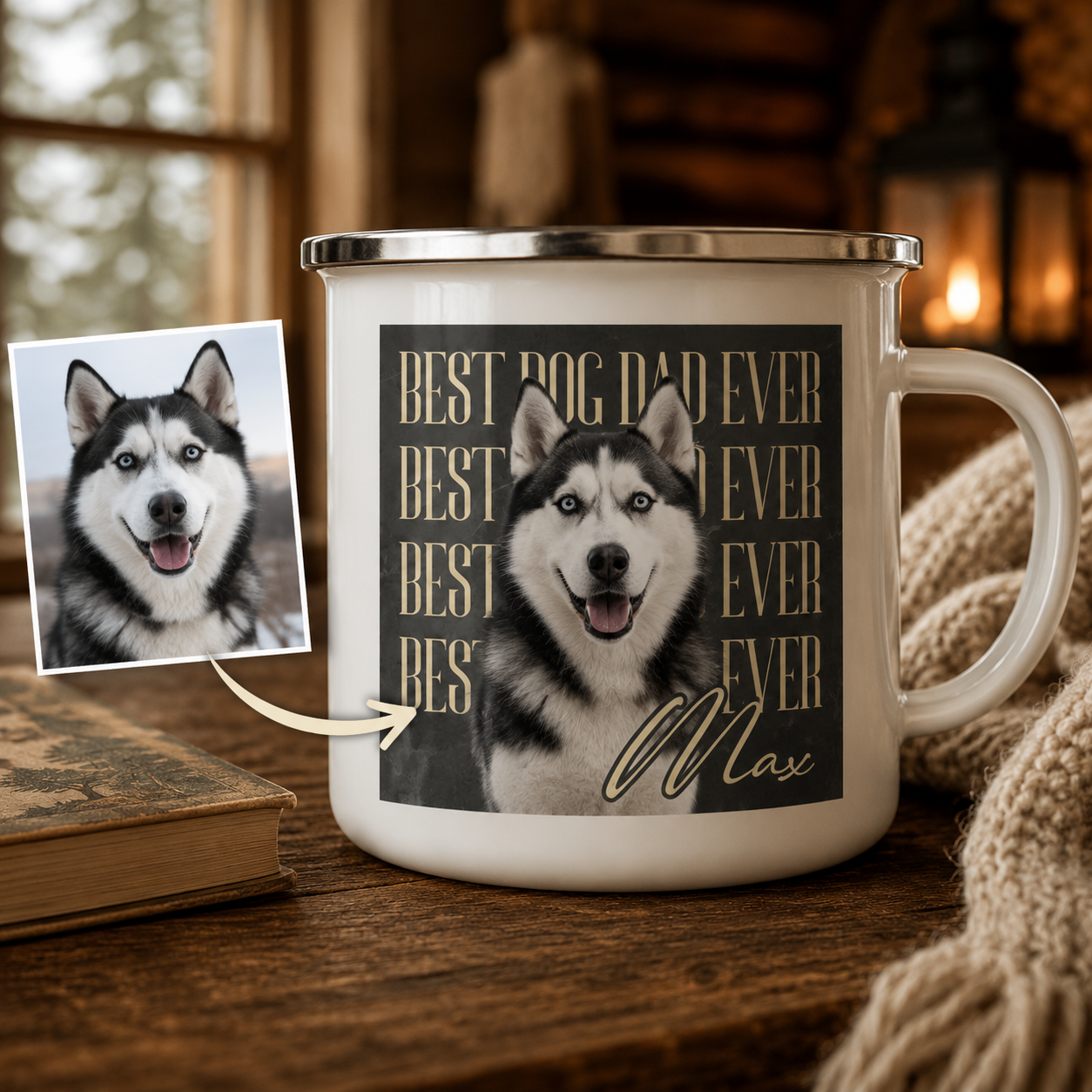 Custom Photo Best Dog Dad Ever Camping Mug | Gift For Dog Lovers Pa99