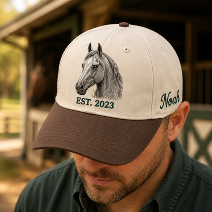 Custom Photo Horse Embroidered Hat  | Gift For Horse Lover Pa99