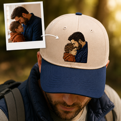Custom Photo Dad Family Embroidered Hat, Personalized Cap, Custom Portrait Dad Hat, Father’s Day Gift TOM99