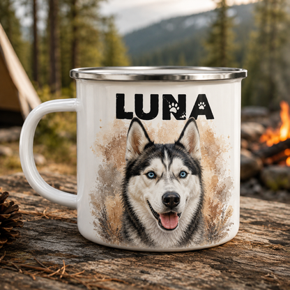 Custom Photo Vintage Dog Camping Mug | Gift For Dog Lovers Pa99