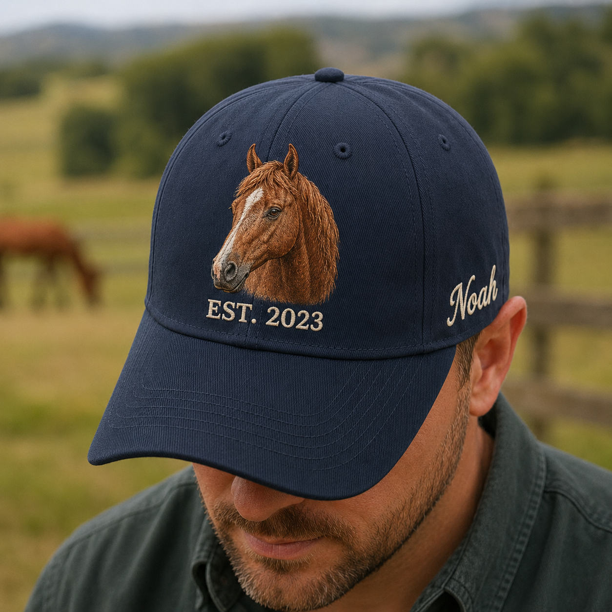 Custom Photo Horse Embroidered Hat  | Gift For Horse Lover Pa99