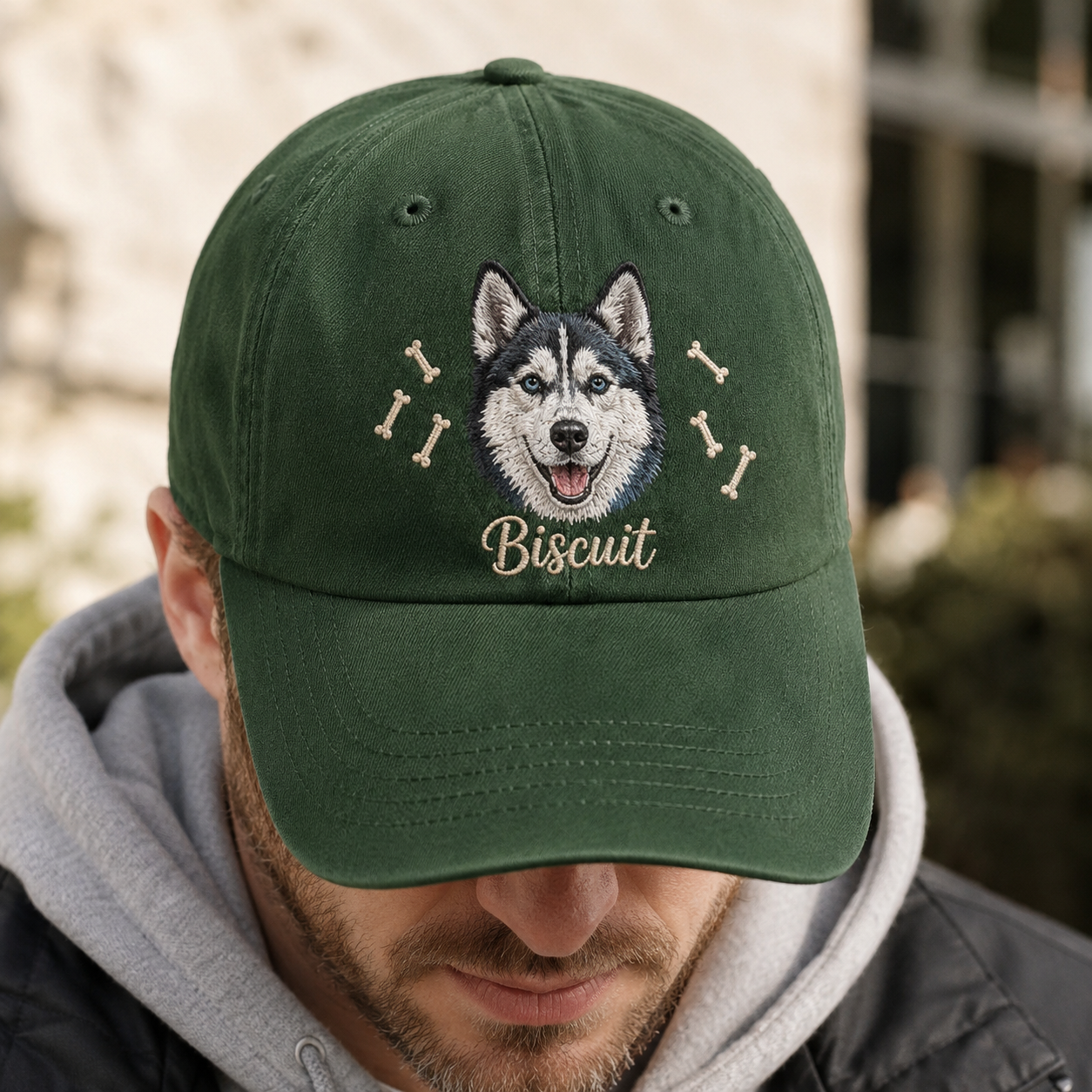 Custom Dog Dad Hat, Embroidered Dog Face Cap, Personalized Pet Memorial Gift THUC99