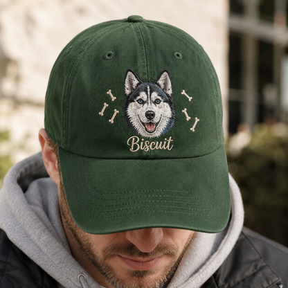 Custom Dog Dad Hat, Embroidered Dog Face Cap, Personalized Pet Memorial Gift THUC99