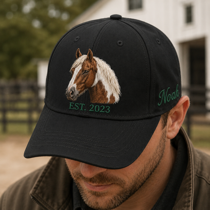 Custom Photo Horse Embroidered Hat  | Gift For Horse Lover Pa99
