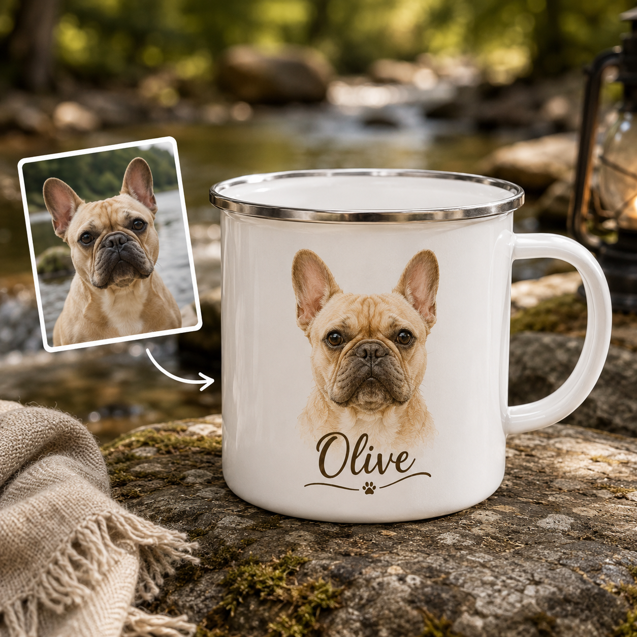 Custom Photo Dog Portrait Camping Mug | Gift For Dog Lovers Pa99