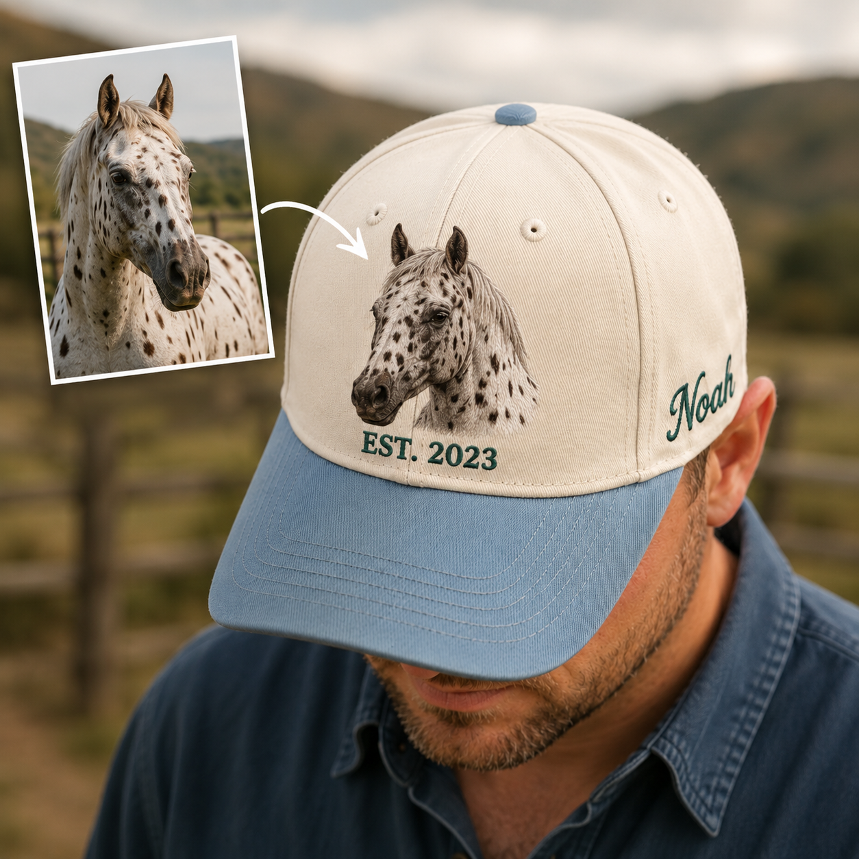 Custom Photo Horse Embroidered Hat  | Gift For Horse Lover Pa99