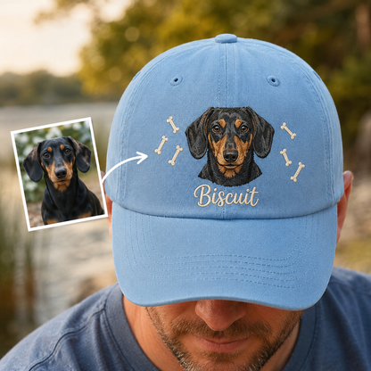 Custom Dog Dad Hat, Embroidered Dog Face Cap, Personalized Pet Memorial Gift THUC99