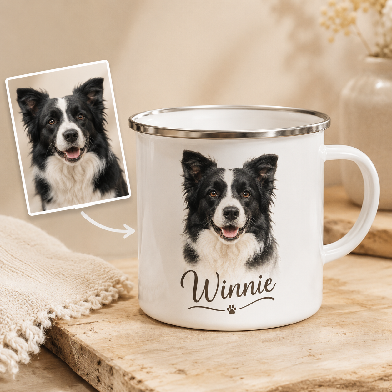 Custom Photo Dog Portrait Camping Mug | Gift For Dog Lovers Pa99