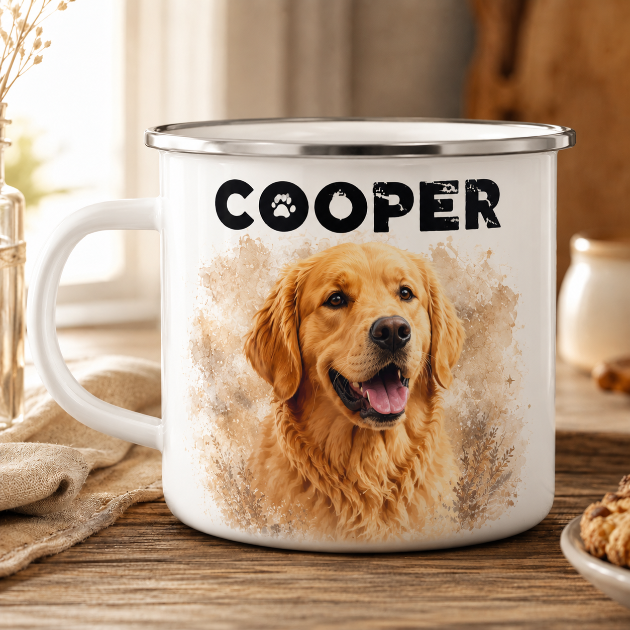 Custom Photo Vintage Dog Camping Mug | Gift For Dog Lovers Pa99