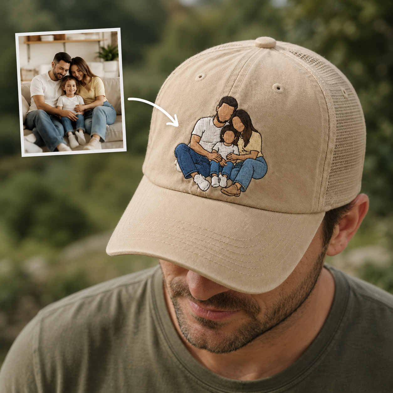 Custom Photo Dad Embroidered Hat, Personalized Cap, Custom Portrait Dad Hat, Father’s Day Gift THUC99