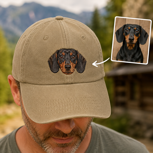 Custom Dog Photo Embroidered Hat, Personalized Pet Name Cap, Dog Lover Gift THUC99
