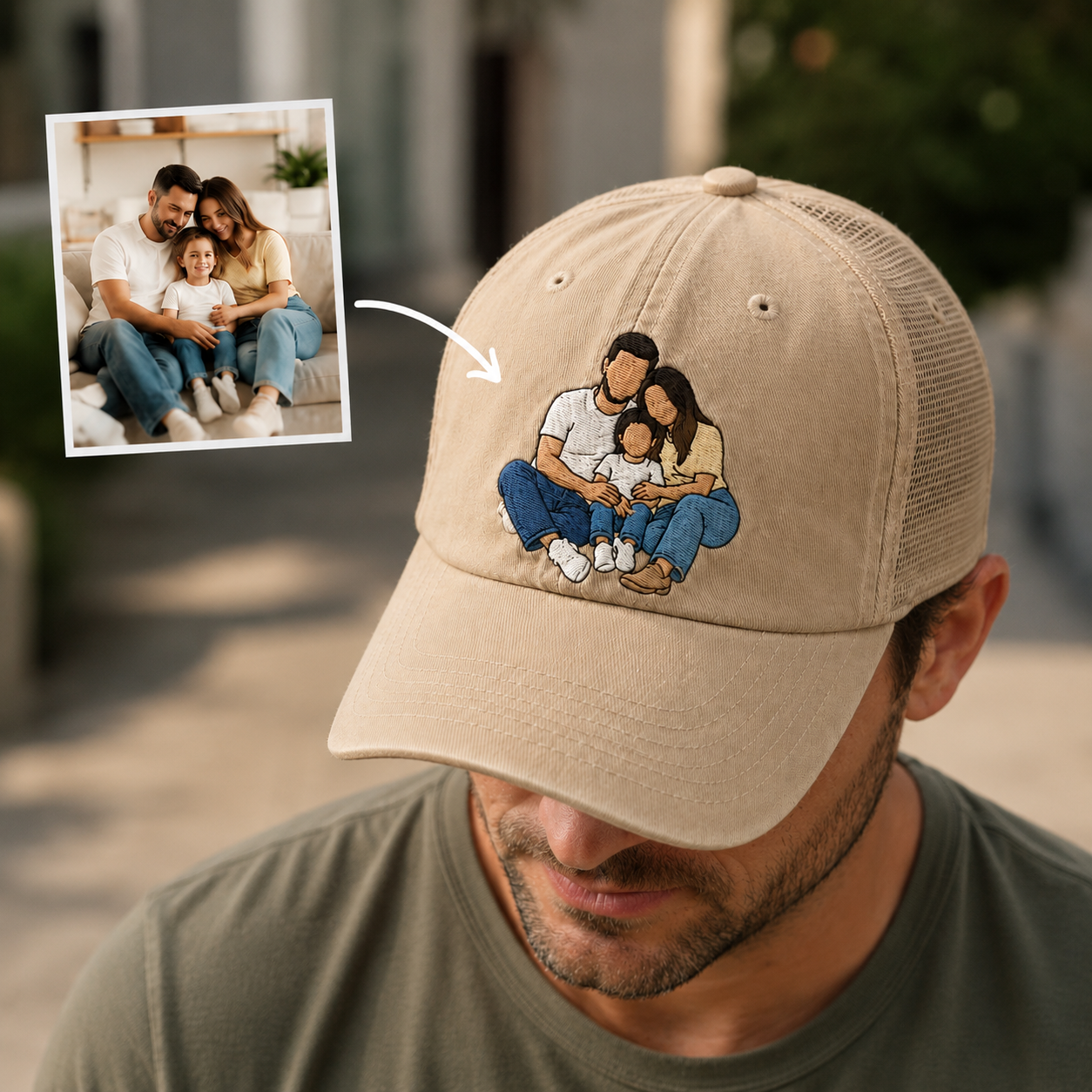 Custom Photo Dad Embroidered Hat, Personalized Cap, Custom Portrait Dad Hat, Father’s Day Gift THUC99