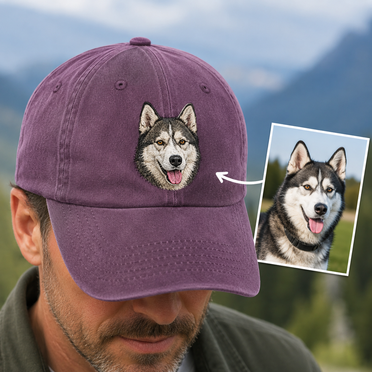 Custom Dog Photo Embroidered Hat, Personalized Pet Name Cap, Dog Lover Gift THUC99