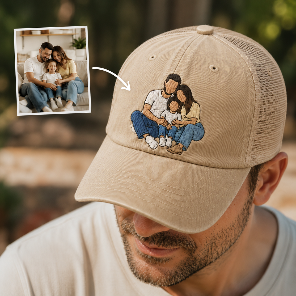 Custom Photo Dad Embroidered Hat, Personalized Cap, Custom Portrait Dad Hat, Father’s Day Gift THUC99