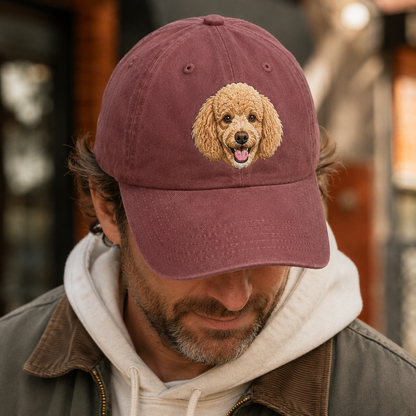 Custom Dog Photo Embroidered Hat, Personalized Pet Name Cap, Dog Lover Gift THUC99