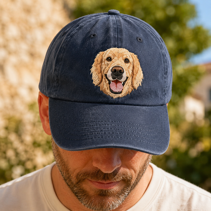Custom Dog Photo Embroidered Hat, Personalized Pet Name Cap, Dog Lover Gift THUC99