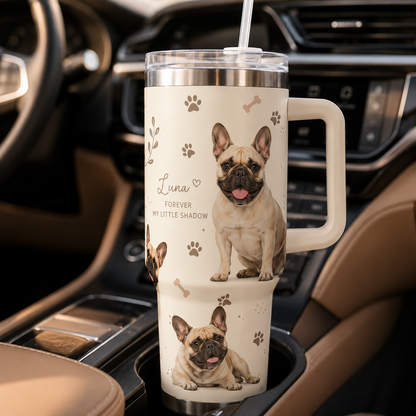 Custom Photo Dog Flower 40oz Tumbler | Gift For Dog Lovers | Pet Lover Gifts