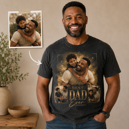 Custom Photo Best Dad Wash T-Shirt, Personalized Dad Gifts | Gift For Dad TOM99