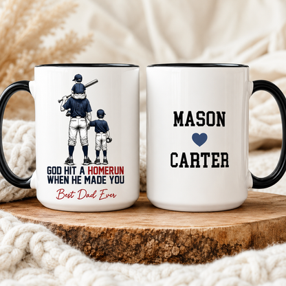 Custom Photo Dad Baseball Mug, Personalized Mug Mug For Husband Dad Grandfather TOM99