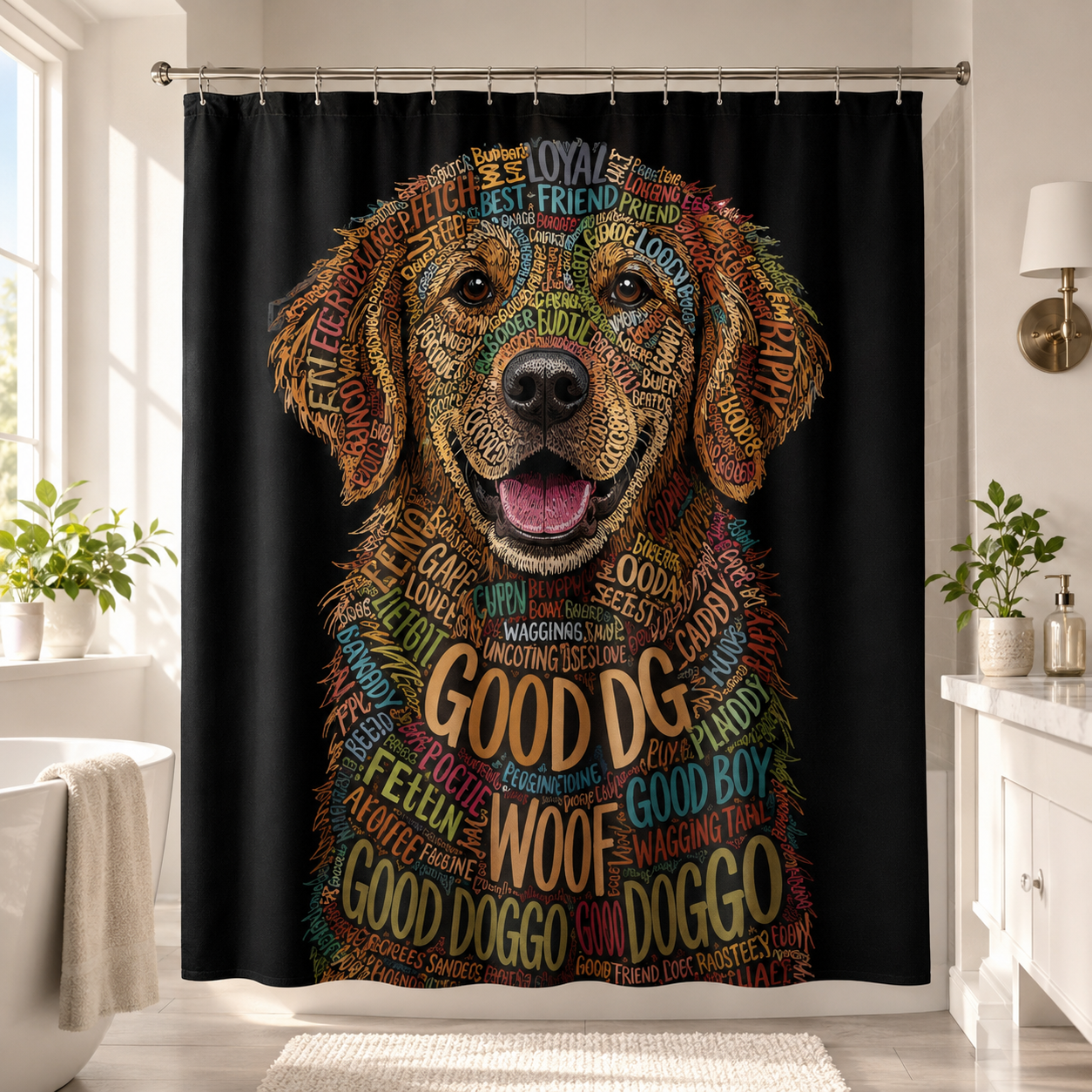 Custom Photo Dog Shower Curtain | Gift For Dog Lovers