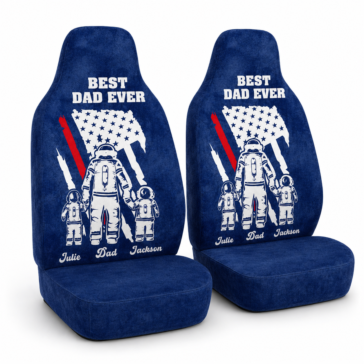 Personalized Best Dad Ever Portrait Car Seat Cover, Custom Dad Seat Protector, Gift For Dad TOM99