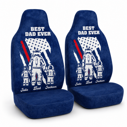 Personalized Best Dad Ever Portrait Car Seat Cover, Custom Dad Seat Protector, Gift For Dad TOM99