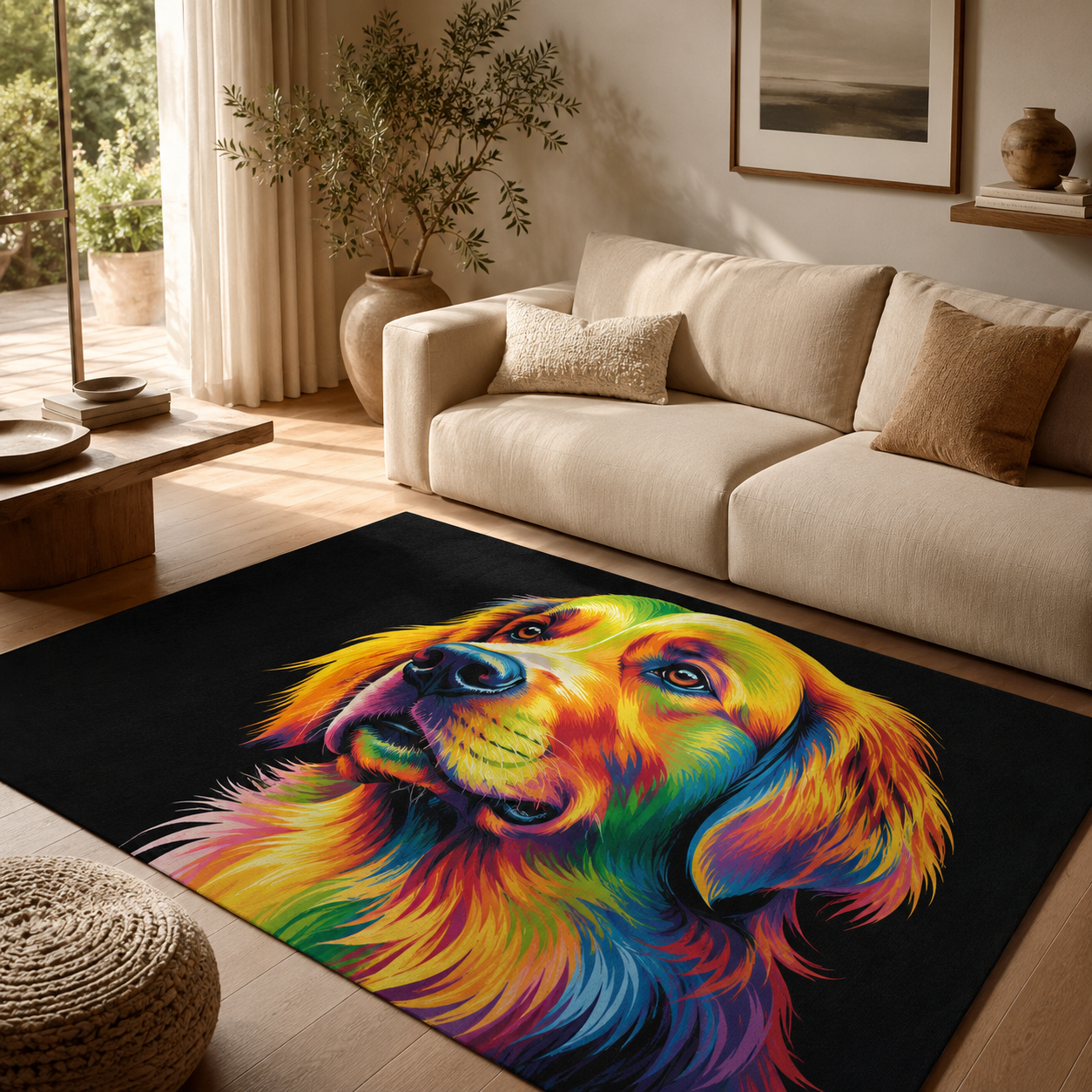 Custom Photo Colorful Dog Area Rug | Gift For Dog Lovers