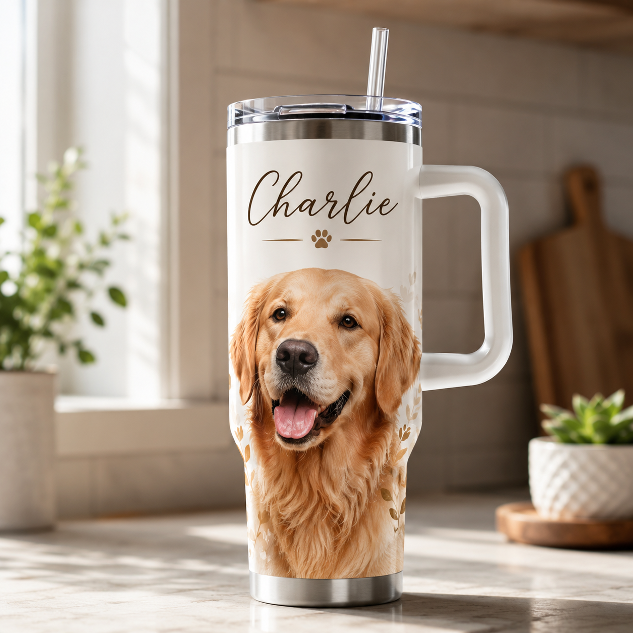 Custom Photo Dog 40oz Tumbler | Gift For Dog Lovers | Pet Lover Gifts