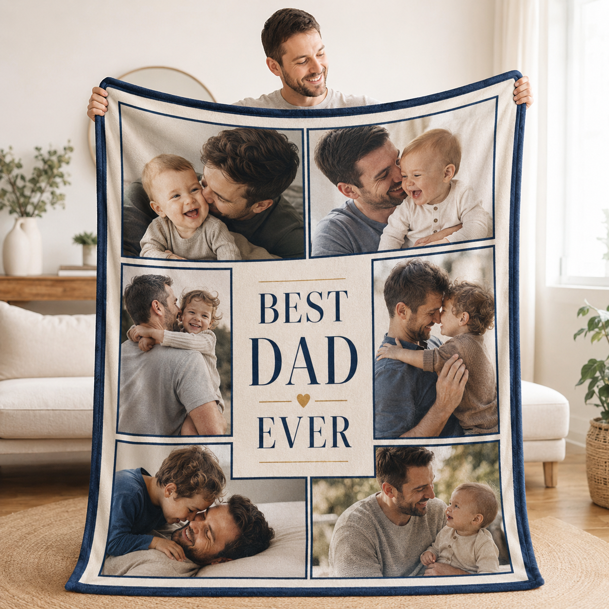 Custom My Best Dad Photo Blanket, Personalized Dad Gifts | Gift For Dad TOM99