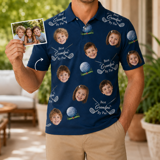 Custom Photo Best Grandpa Polo Shirt, Personalized Polo Shirt For Husband Dad Grandfather