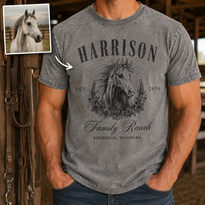 Custom Photo White Horse Wash T-Shirt | Personalized Horse Lover Shirt | Gift For Horse Lovers TOM99