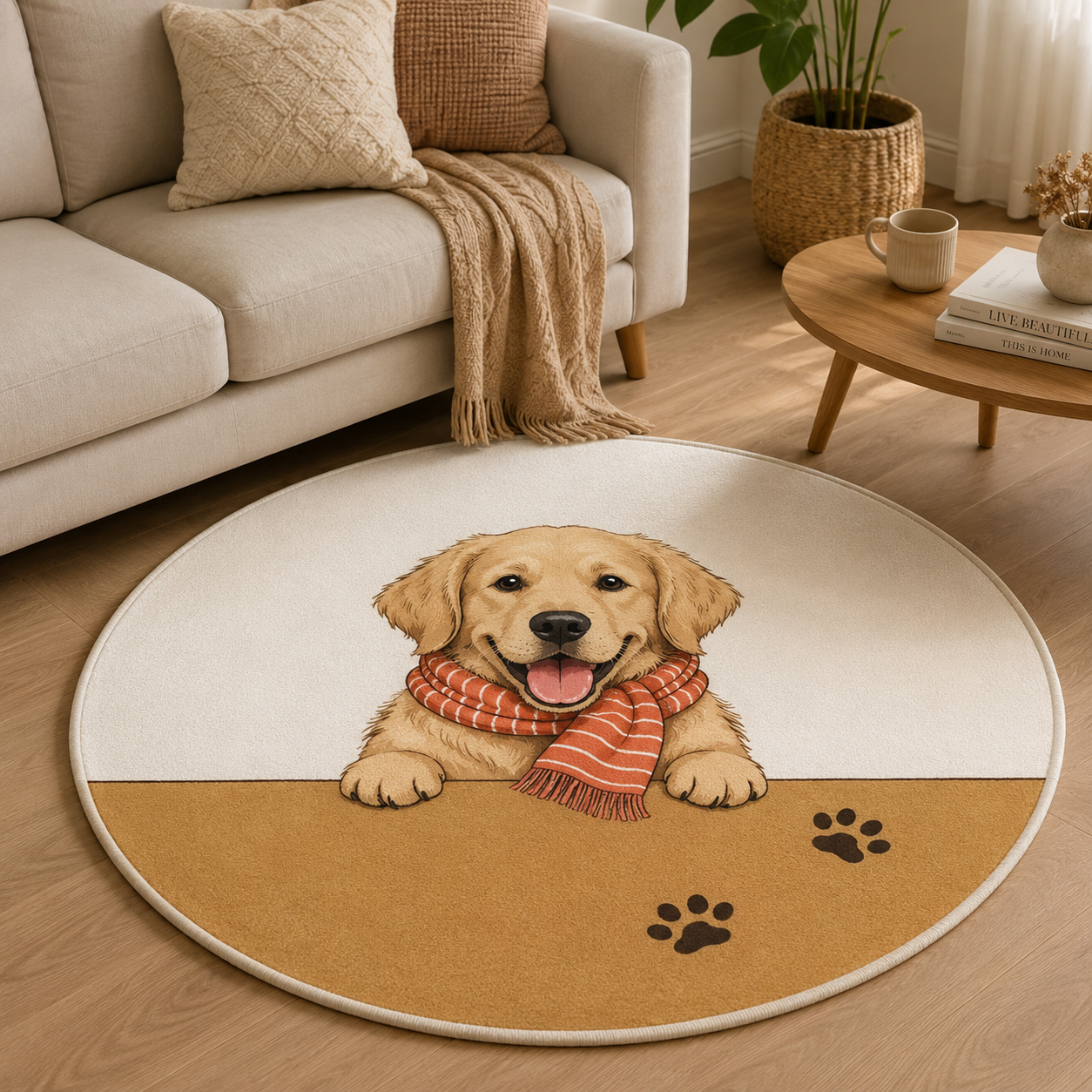 Custom Photo Dog Paw Round Carpet | Photo Pet Round Rug | Gift For Dog Lovers