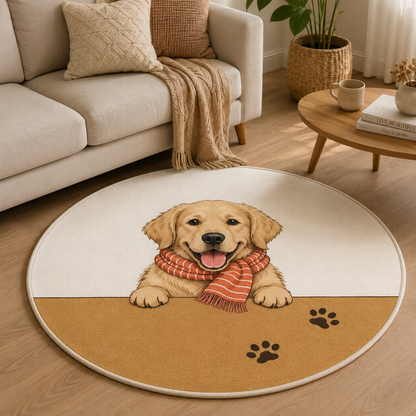 Custom Photo Dog Paw Round Carpet | Photo Pet Round Rug | Gift For Dog Lovers