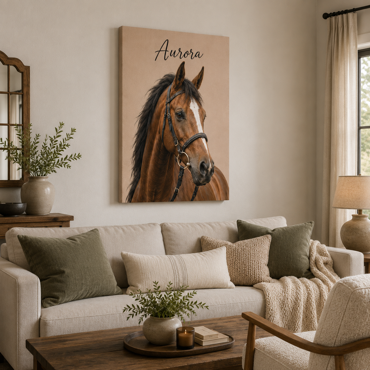 Custom Photo Horse Wall Art Canvas | Personalized Horse Photo Canvas | Gift For Horse Lovers TOM99