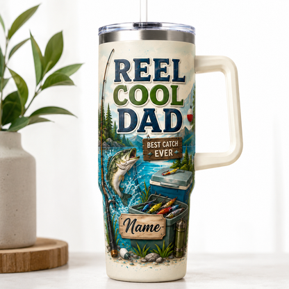 Custom Reel Cool Dad 40oz Tumbler, Personalized Dad Tumbler, Father’s Day Gift TOM99