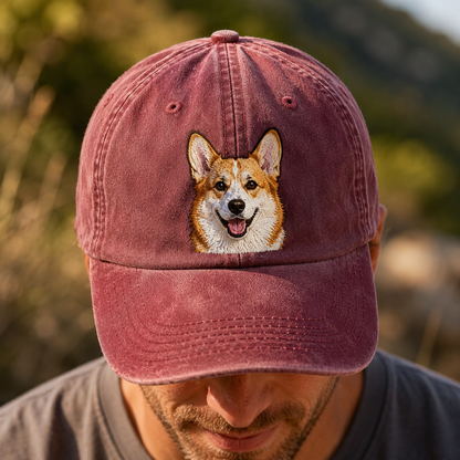 Personalized Pet Face Embroidered Hat, Custom Dog Photo Cap, Gift For Dog Mom THUC99