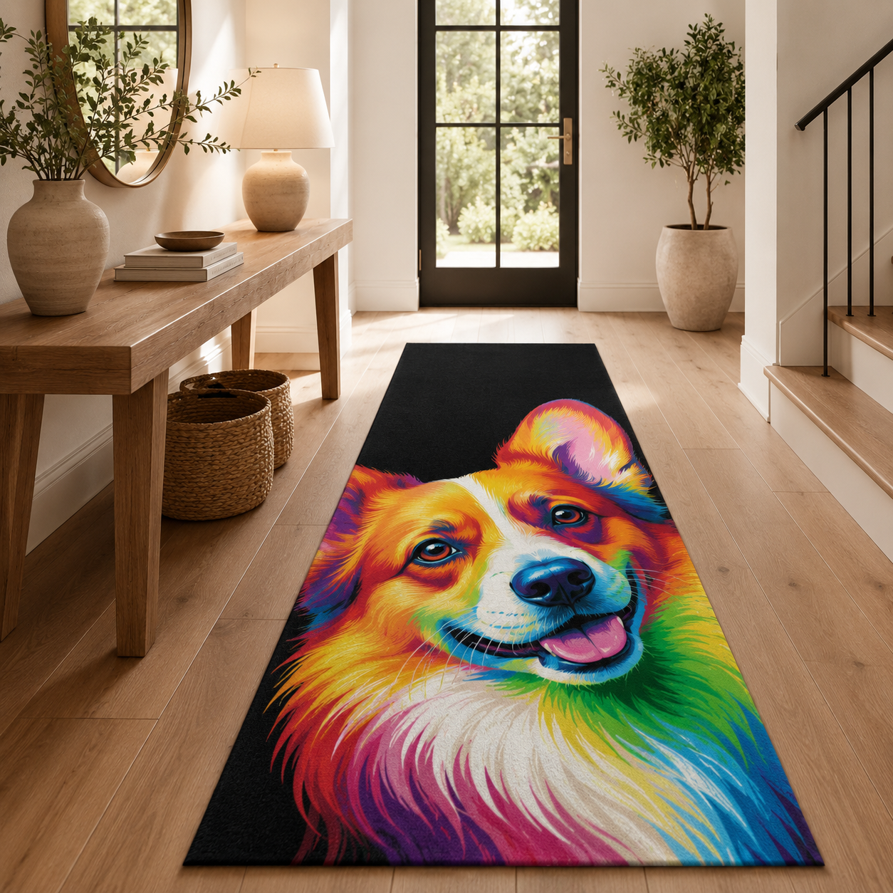 Custom Photo Colorful Dog Area Rug | Gift For Dog Lovers