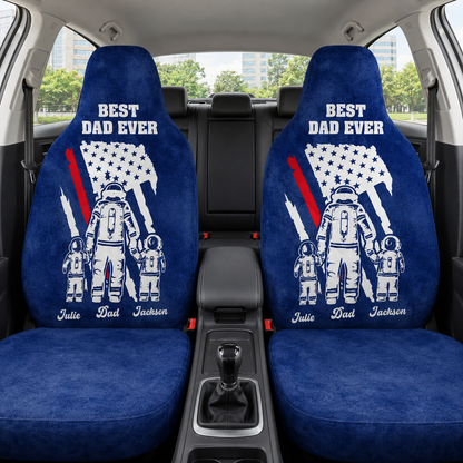 Personalized Best Dad Ever Portrait Car Seat Cover, Custom Dad Seat Protector, Gift For Dad TOM99