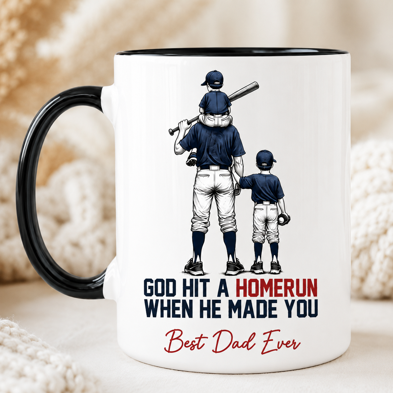 Custom Photo Dad Baseball Mug, Personalized Mug Mug For Husband Dad Grandfather TOM99